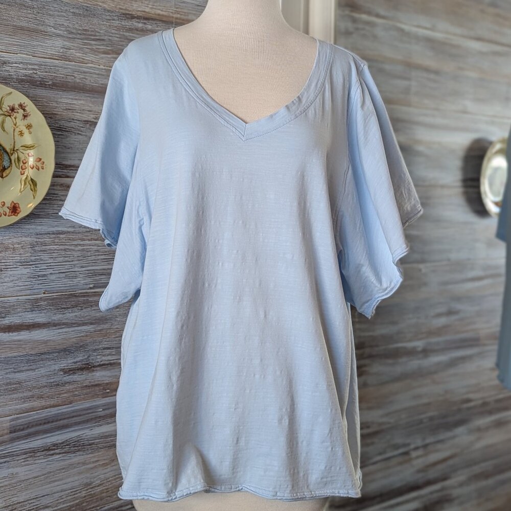 V Neck Bat Wing Top from Amazon NIASHOT Light Blue XL